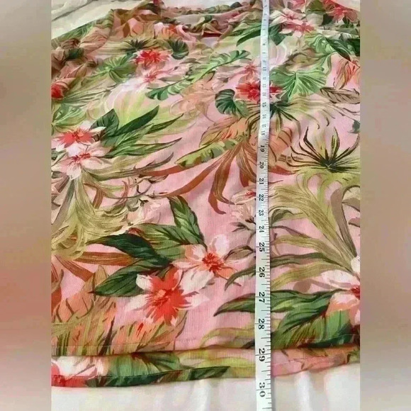 J. Jill Seashell Paradise Tunic Blouse Floral Tropical Pink Womens Small Petite - Picture 8 of 10
